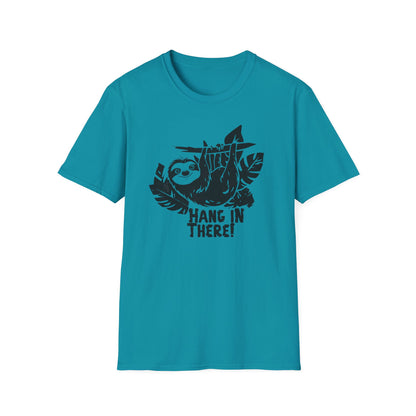 Hang In There! - Playful Minimalistic Sloth Silhouette Hanging Upside Down T-Shirt