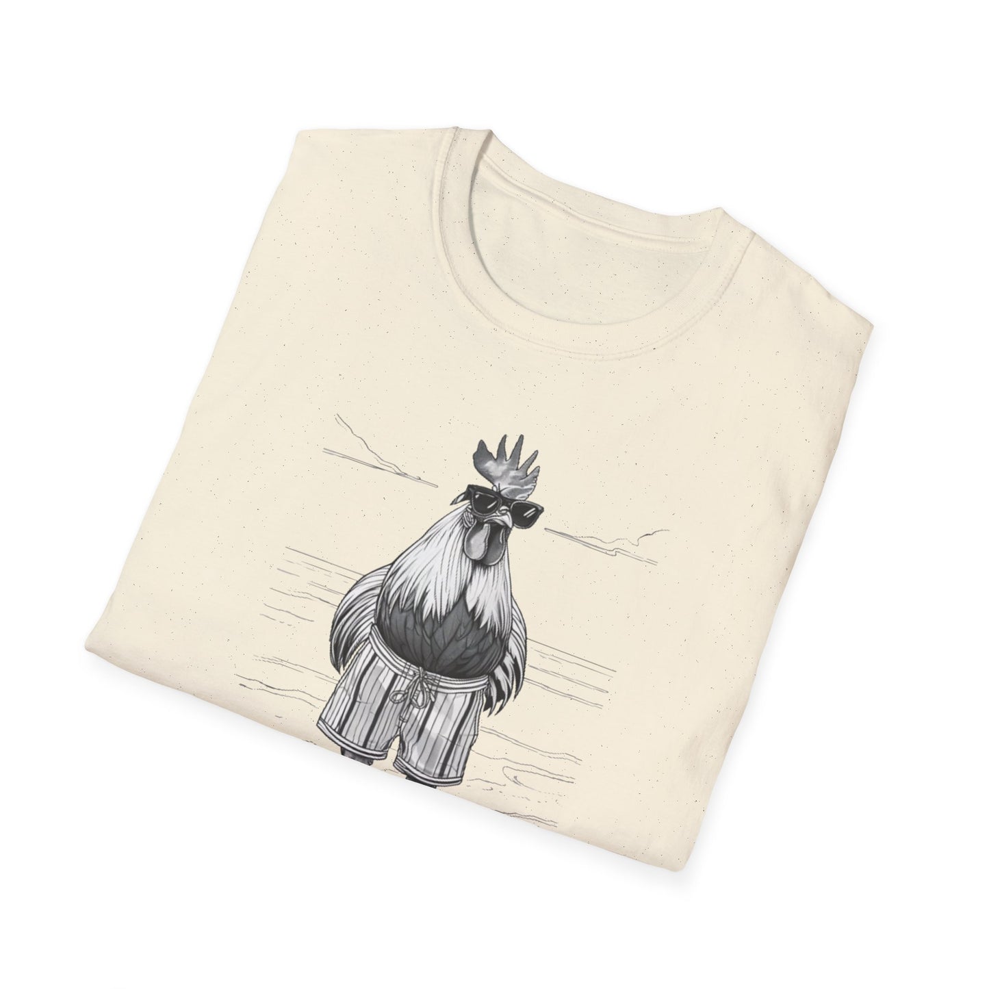 Beach Mode: Maximum Cochiness - Playful Rooster On Beach T-Shirt