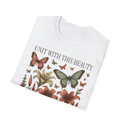 Unit With This Beauty - Vintage Flowers and Butterflies T-Shirt