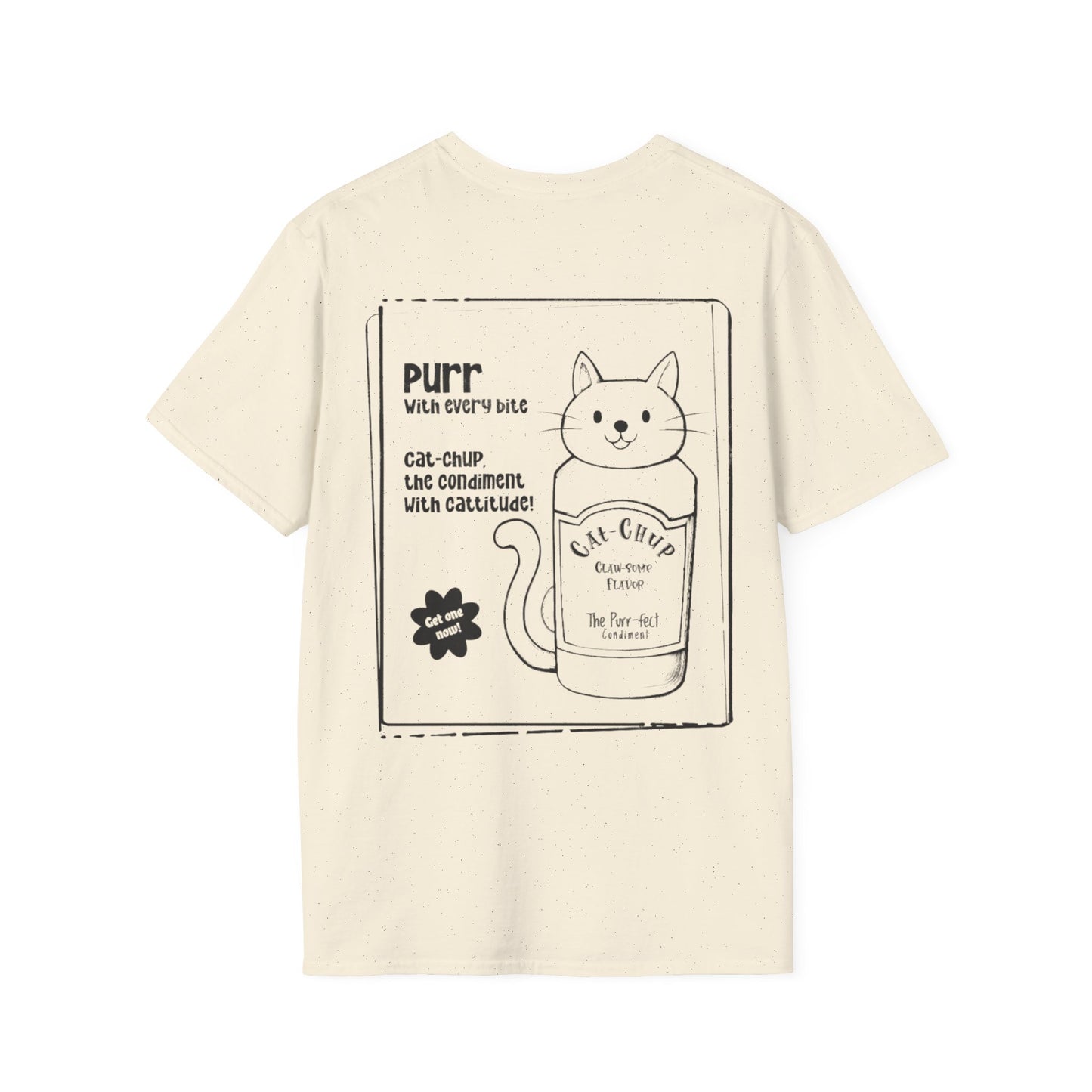 Cat-Chup T-Shirt - Cat-Shaped Catchup bottle Advertisement Design