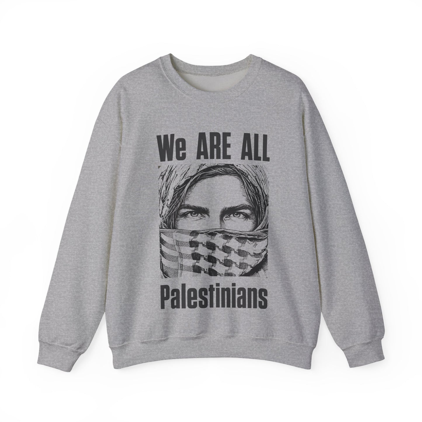 We are all Palestinians Graphic Sweatshirt mans face