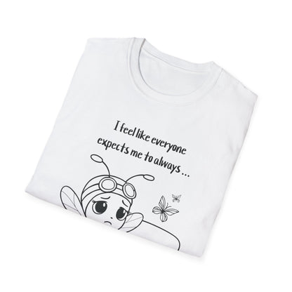 Bee Happy - Sad Bee Sitting on Couch With Self Talk T-Shirt