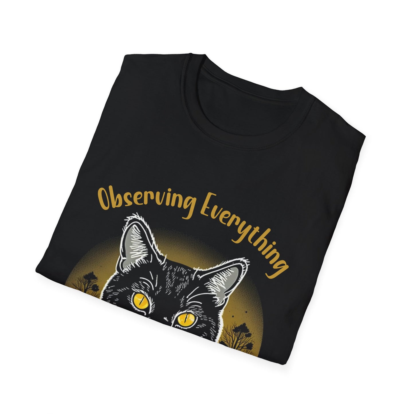 Observing Everything, Emotionally Invested in Nothing - Playful Cat Staring T-Shirt