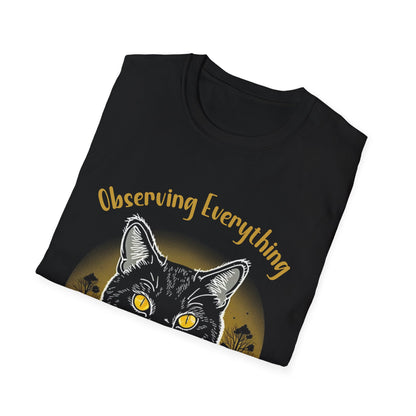 Observing Everything, Emotionally Invested in Nothing - Playful Cat Staring T-Shirt