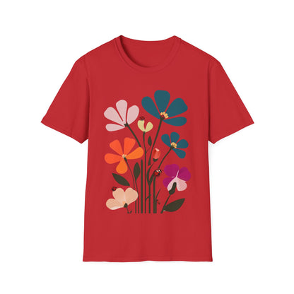 Vibrant Flowers Minimalistic T-Shirt Design