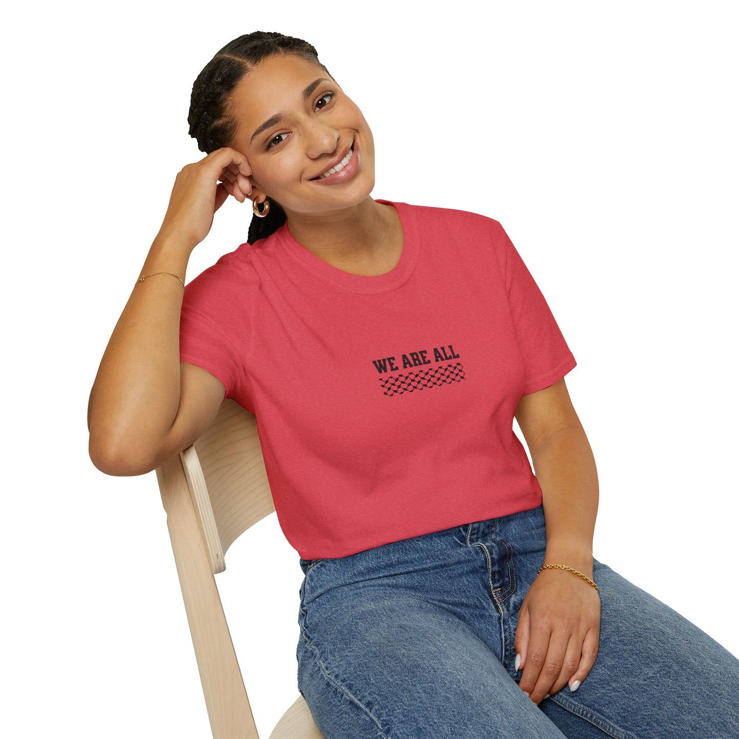 We Are All Palestinians - Front And Back Design Man's Face T-Shirt