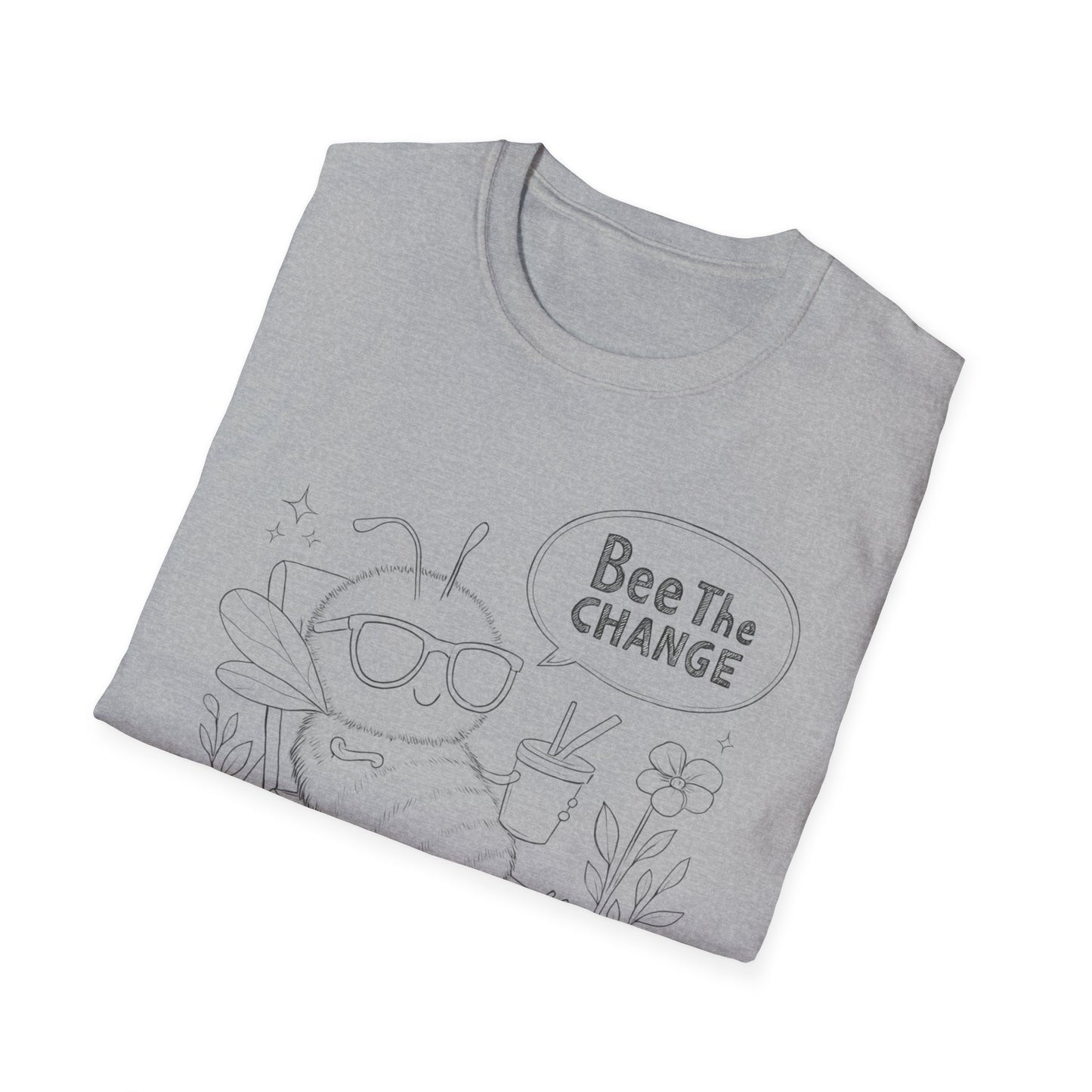 Bee The Change - Playful Cartoon Bee Outline With Sunglasses Relaxing With A Drink T-Shirt
