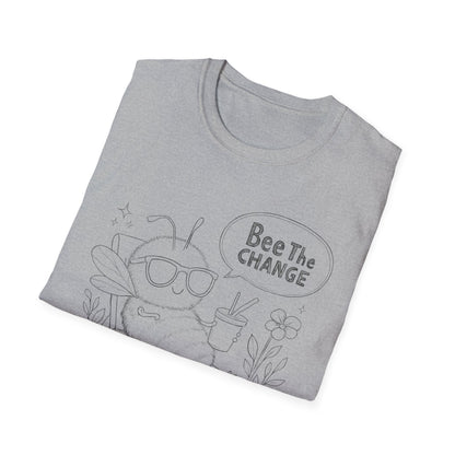 Bee The Change - Playful Cartoon Bee Outline With Sunglasses Relaxing With A Drink T-Shirt