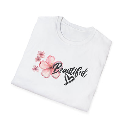 Beautiful T-Shirt - Cherry Blossom Flower with Heart - Brush Style Typography Design