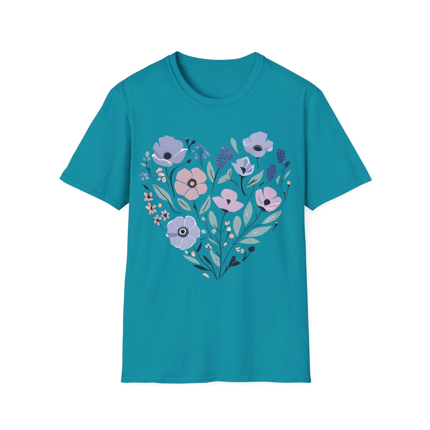 Heart Shaped Floral Arrangement T-Shirt -  Pastel Tones Design