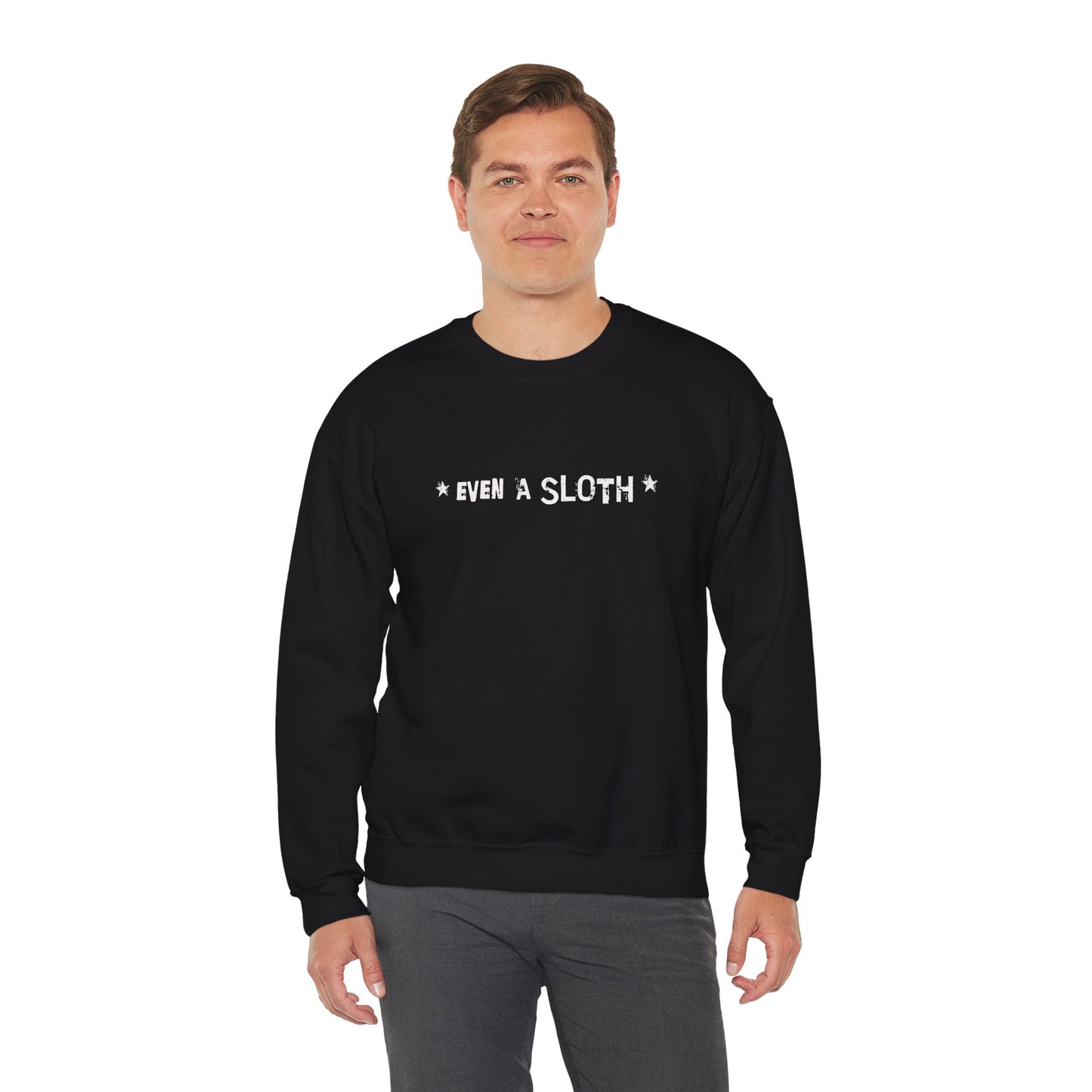 Even A Sloth In A Sneaker Can Takeover The World Eventually - Monochrome Sloth Distressed Front and Back Design Sweatshirt