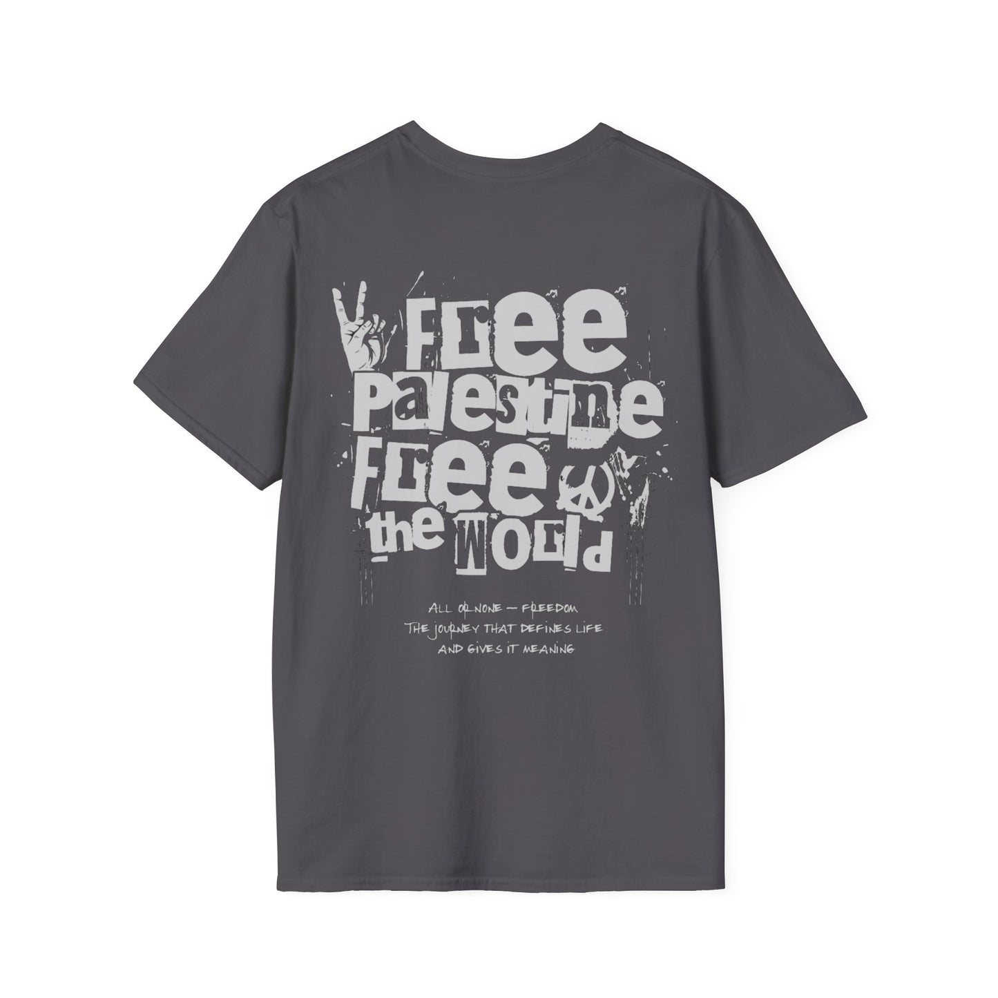 Free Palestine Free The World - Monochrome Graffiti T-Shirt