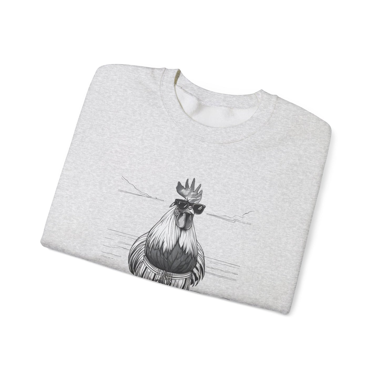 Beach Mode: Maximum Cochiness - Playful Rooster On Beach Sweatshirt
