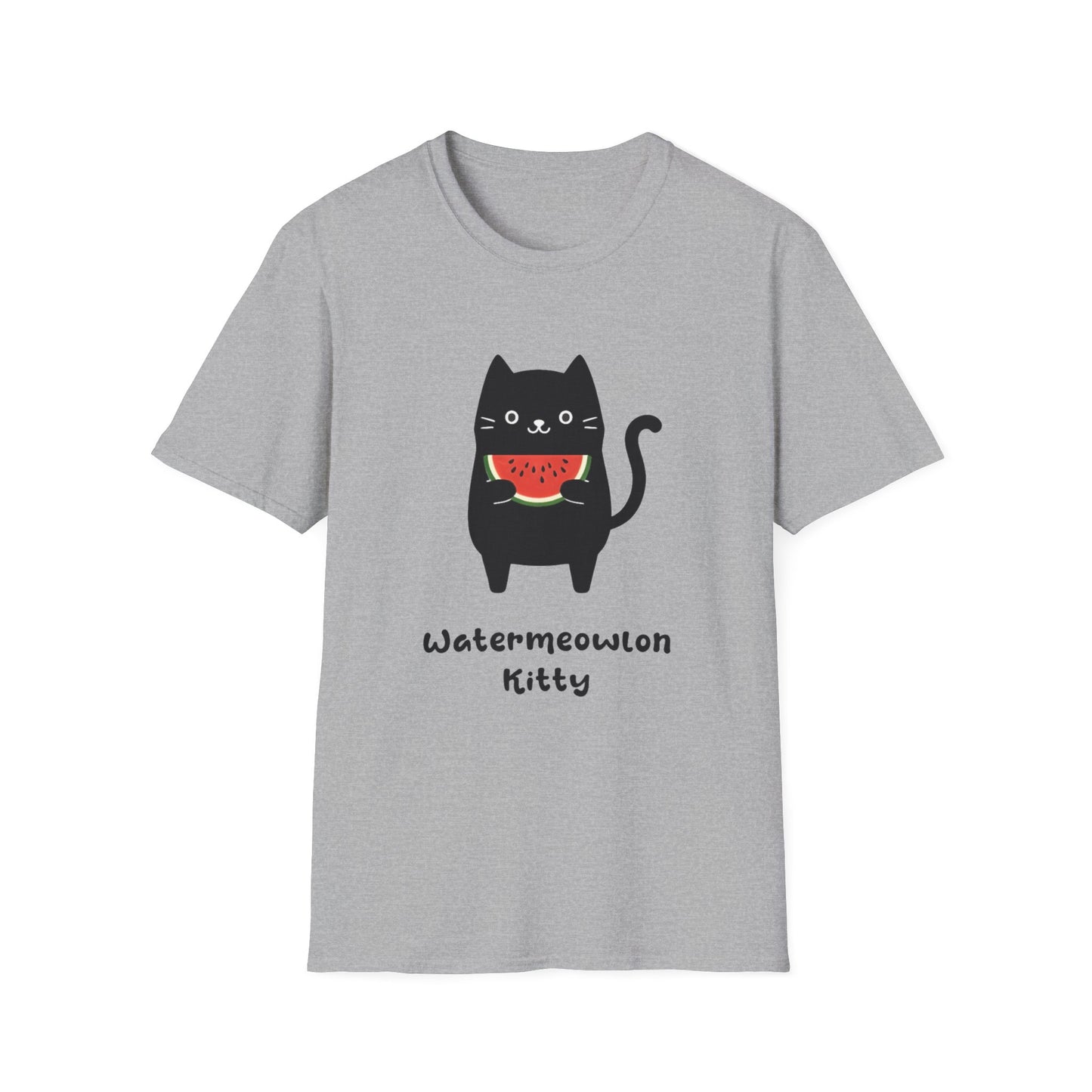 Watermeowlon Kitty T-Shirt - Cat Silhouette with Colorful Watermelon slice Design