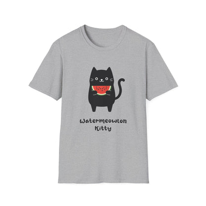 Watermeowlon Kitty T-Shirt - Cat Silhouette with Colorful Watermelon slice Design