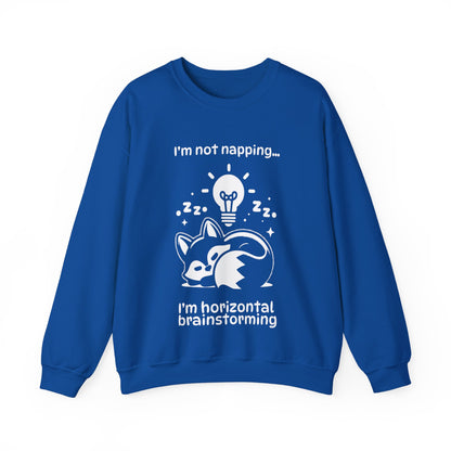 I'm Not Napping, I'm Horizontal Brainstorming - Playful Silhouette Sweatshirt