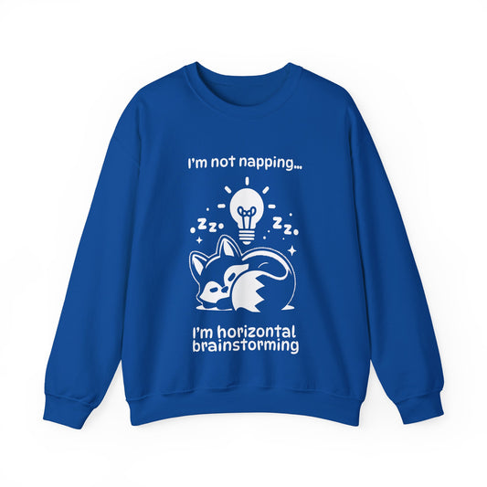 I'm Not Napping, I'm Horizontal Brainstorming - Playful Silhouette Sweatshirt