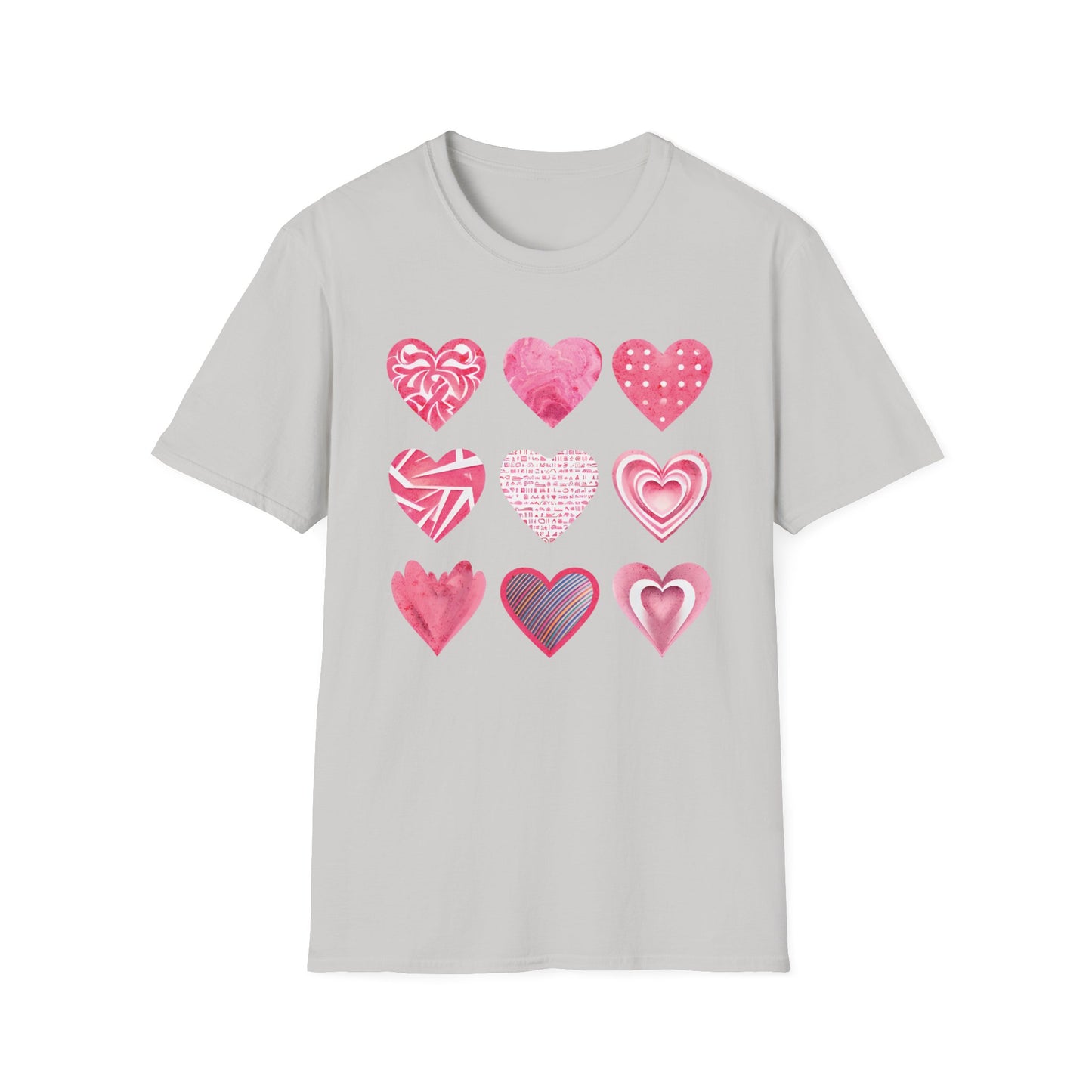 Grid of Different Pink Heart Patterns T-Shirt