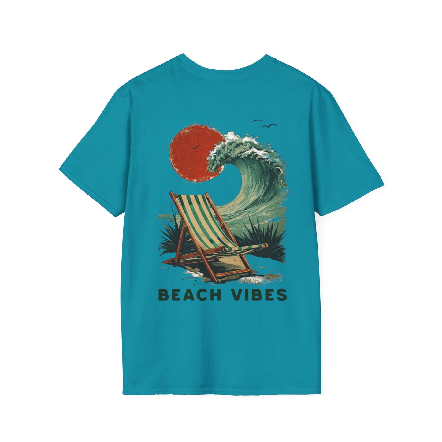 Beach Vibes -  Vintage Beach Landscape Front And Back Design T-Shirt
