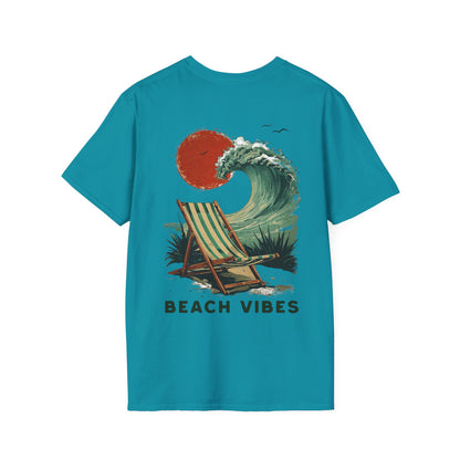 Beach Vibes -  Vintage Beach Landscape Front And Back Design T-Shirt