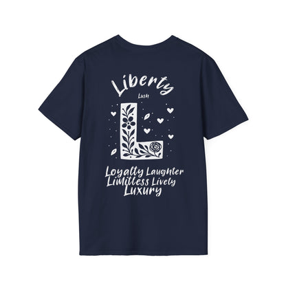 Letter L Flower T-Shirt - Letters Flowers Patterns Front And Back Design