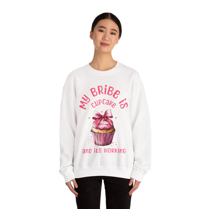 My Bribe Cupcake Makes and its working -  Watercolor Pink Cupcake Sweatshirt