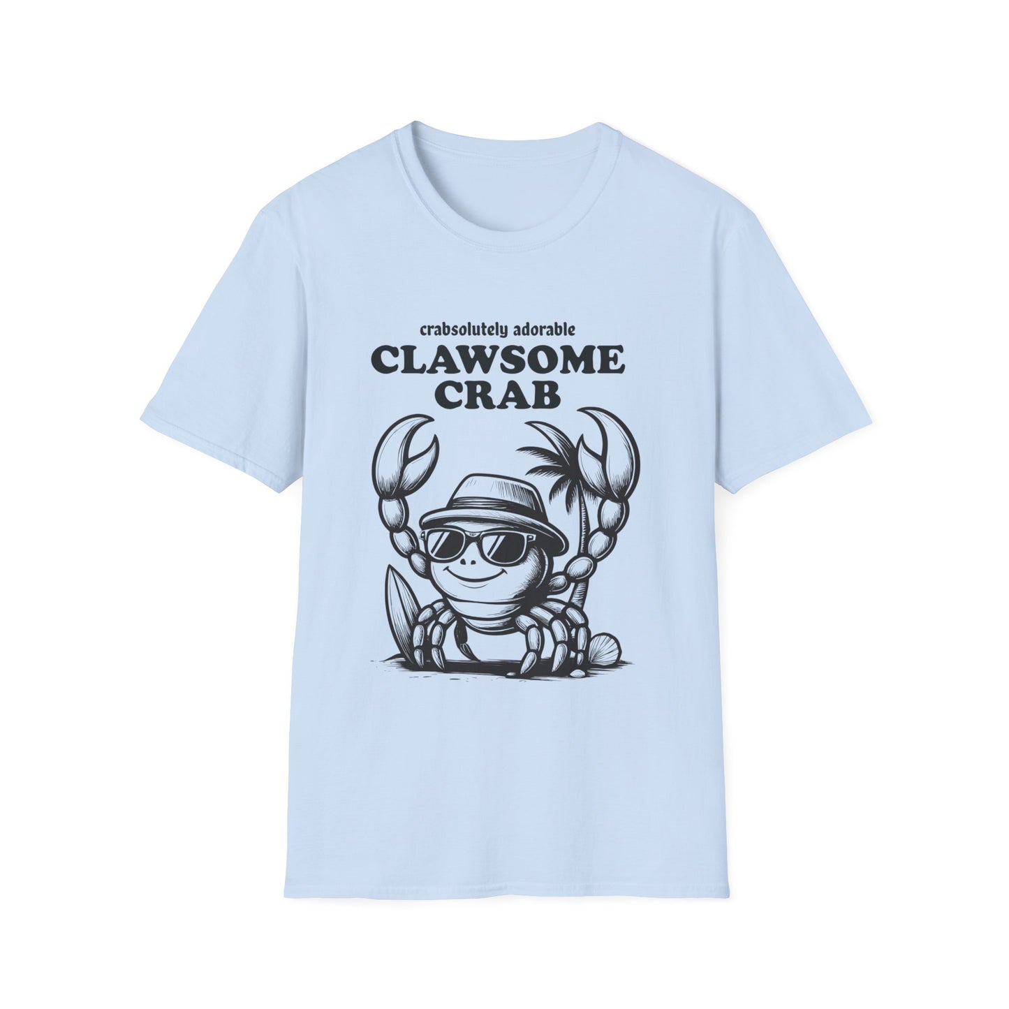 Crabsolutely Adorable Clawsome Crab  - Playful Cartoon Crab With Sunglasses And Palm Tree T-Shirt