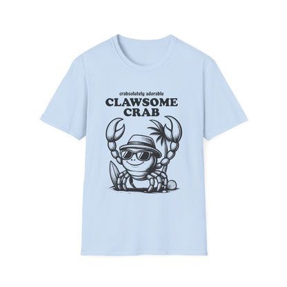 Crabsolutely Adorable Clawsome Crab  - Playful Cartoon Crab With Sunglasses And Palm Tree T-Shirt