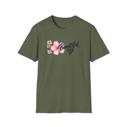 Beautiful T-Shirt - Cherry Blossom Flower with Heart - Brush Style Typography Design