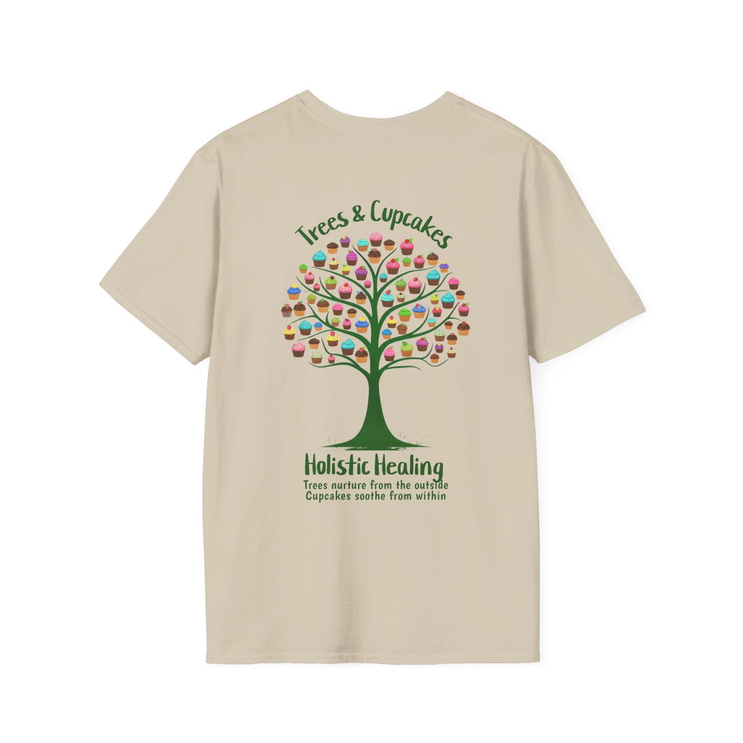 Holistic Healing: Trees and Cupcakes - Colorful Tree silhouette with Cupcakes T-Shirt