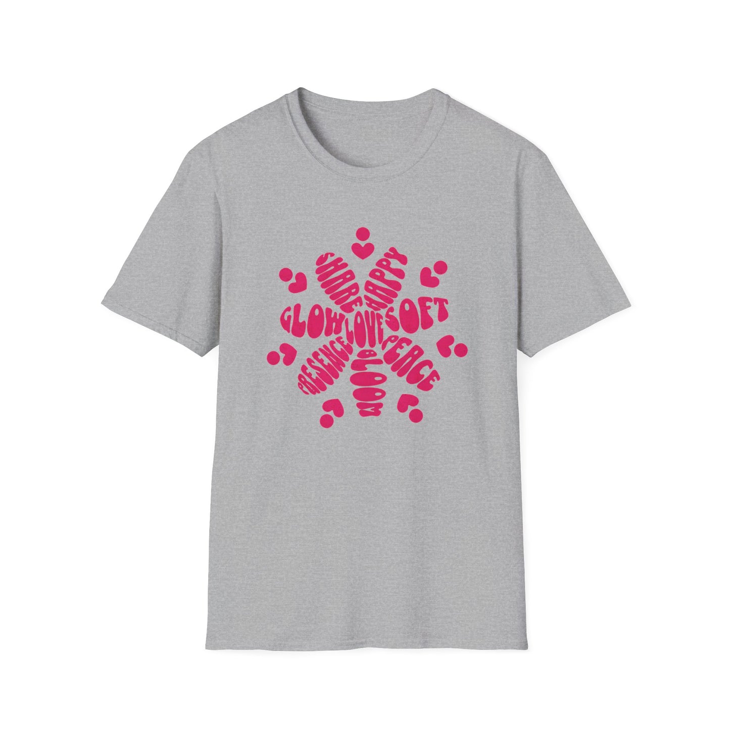 Love is T-Shirt - Vibrant Pink Flower Shape Typography  Design
