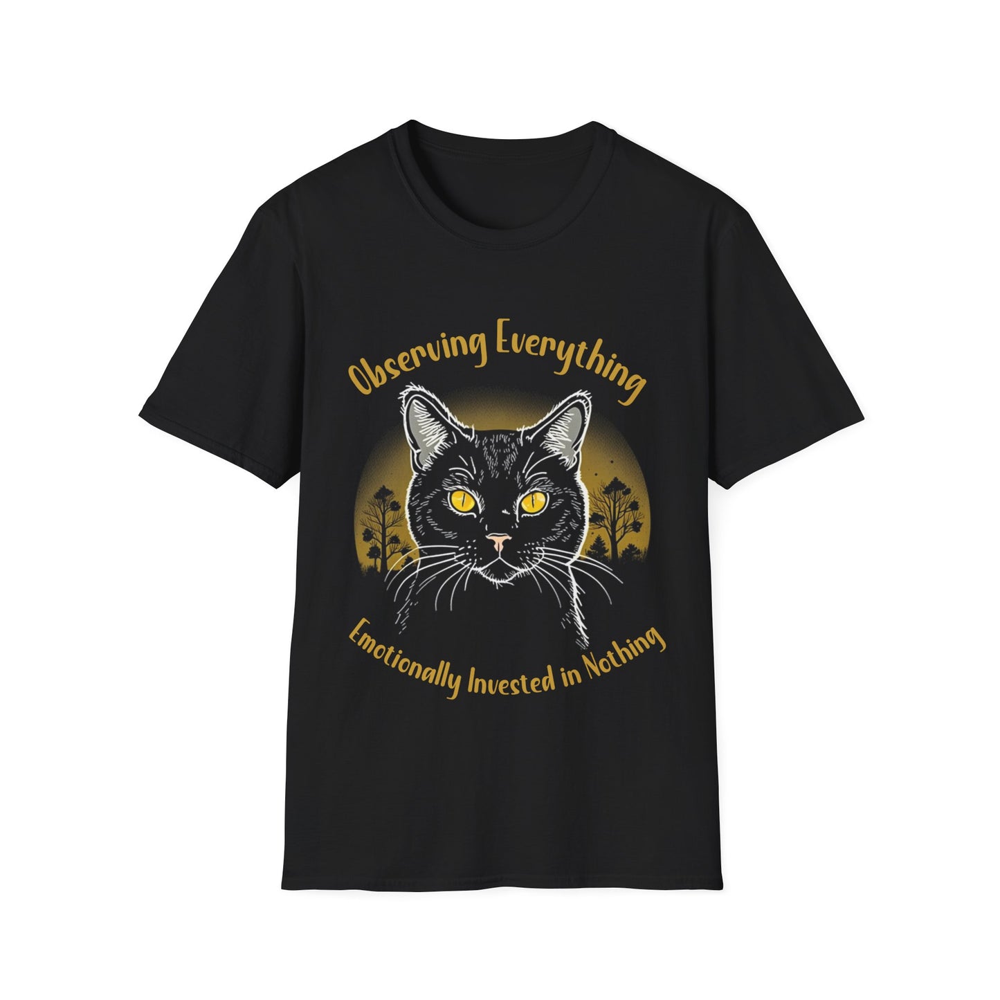Observing Everything, Emotionally Invested in Nothing - Playful Cat Staring T-Shirt