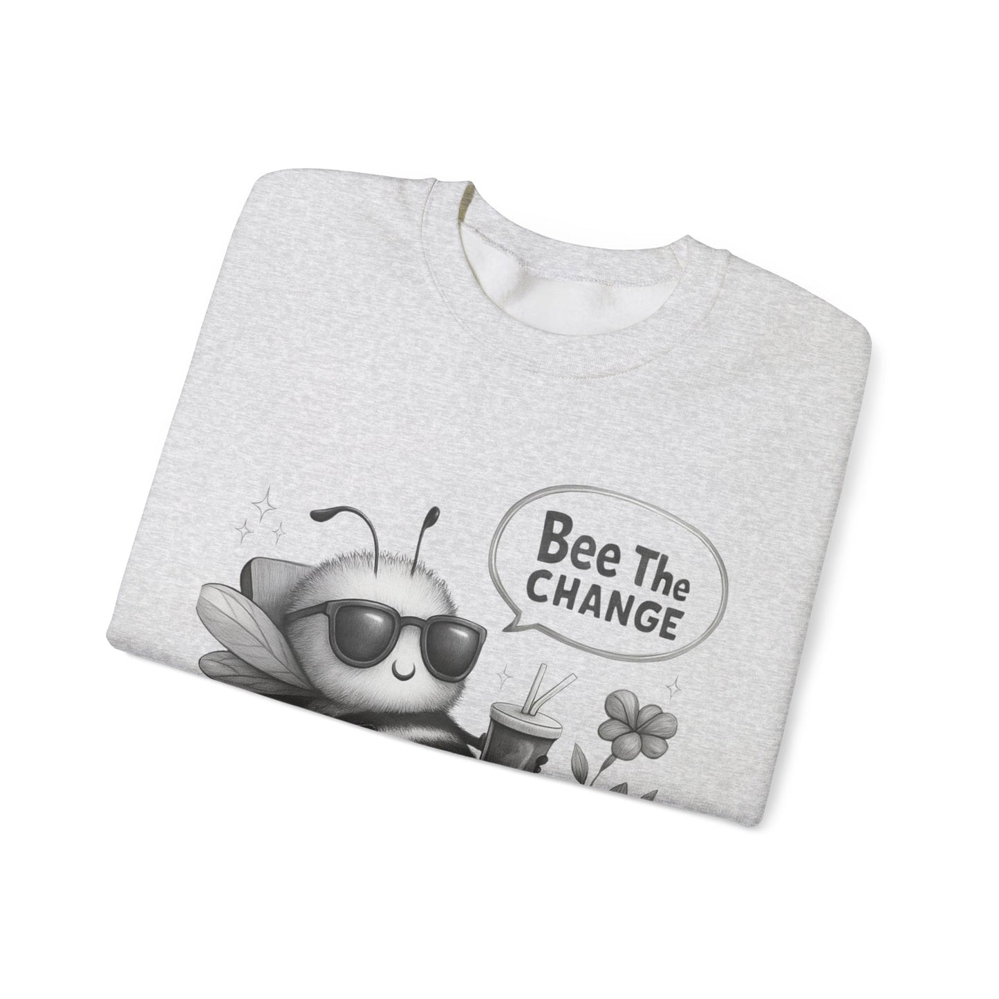 Bee The Change - Playful Cartoon Bee With Sunglasses Relaxing With A Drink Sweatshirt