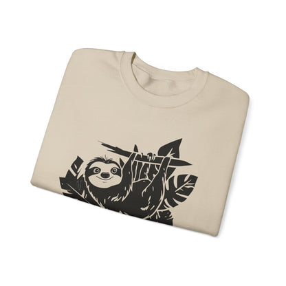 Hang In There! - Playful Minimalistic Sloth Silhouette Hanging Upside Down Sweatshirt