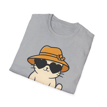 So Cool - Minimalistic Silhouette Kitten With Hat and Sunglasses T-Shirt