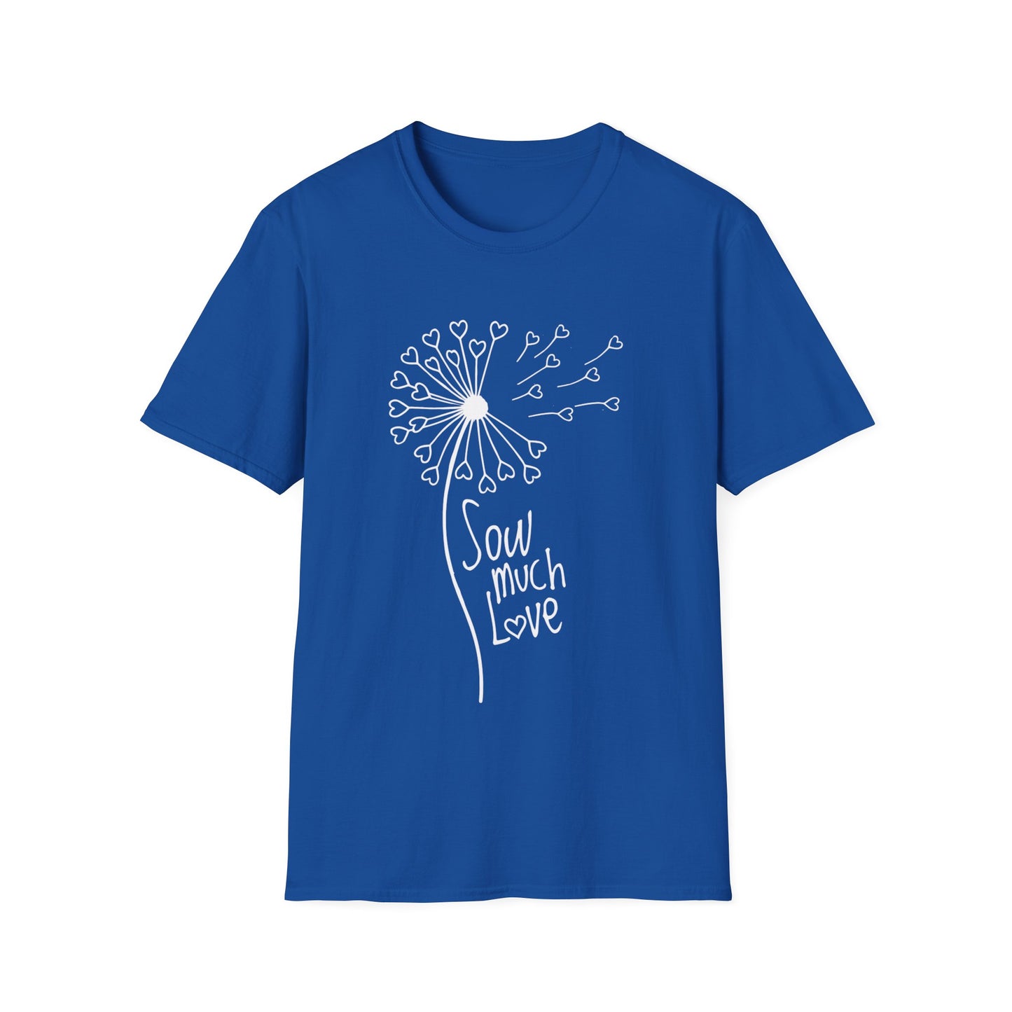 So (Sow) much love T-Shirt -Minimalistic Dandelion with Heart Shapes Design