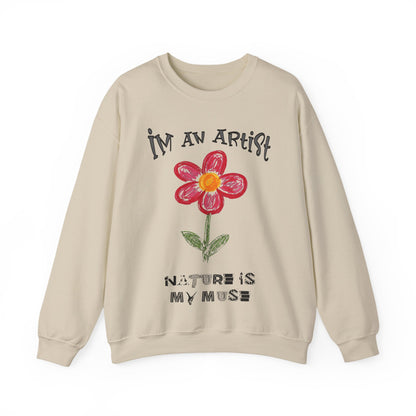 I'm An Artist Nature Is My Muse – Playful Crayon Floral Sweatshirt