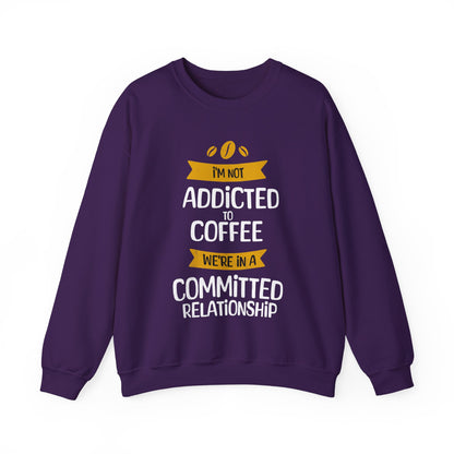 I'm Not Addicted To Coffee, We Are in A Committed Relationship - Playful Coffee Typography Sweatshirt