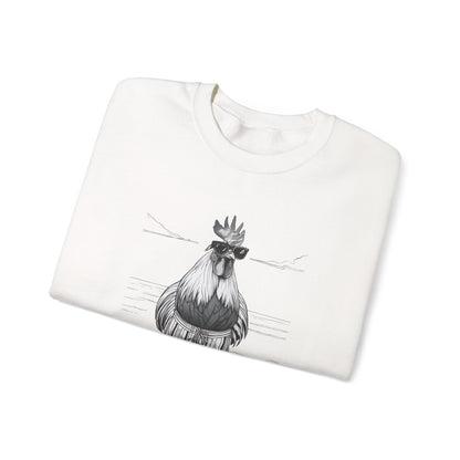 Beach Mode: Maximum Cochiness - Playful Rooster On Beach Sweatshirt