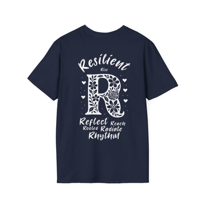 Letter R Flower T-Shirt - Letters Flowers Patterns Front And Back Design