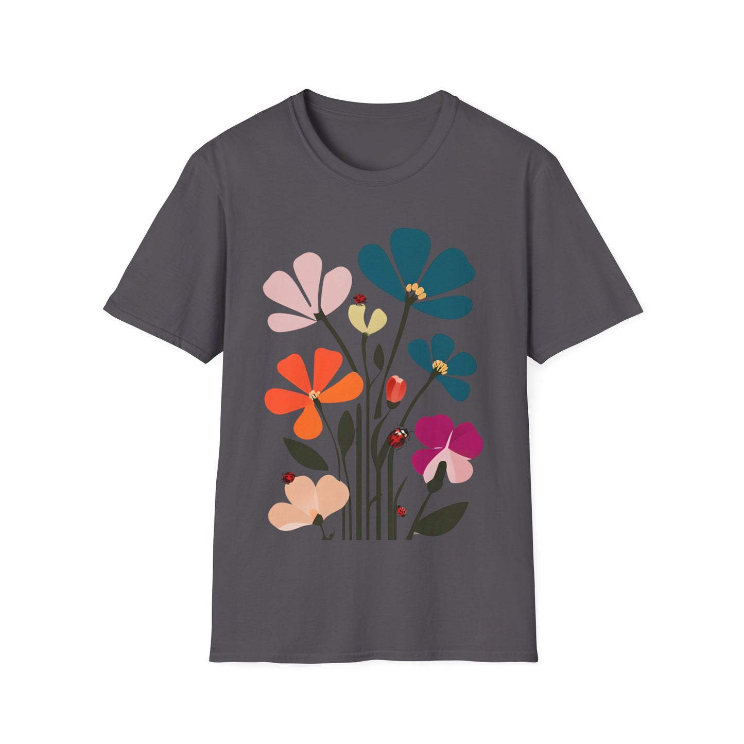 Vibrant Flowers Minimalistic T-Shirt Design