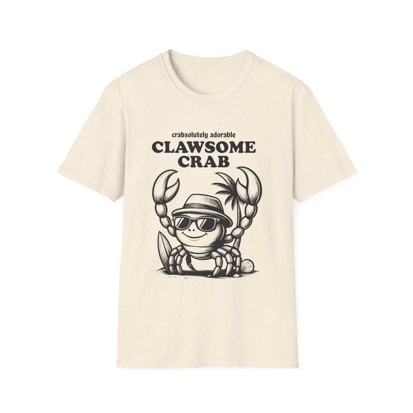 Crabsolutely Adorable Clawsome Crab  - Playful Cartoon Crab With Sunglasses And Palm Tree T-Shirt