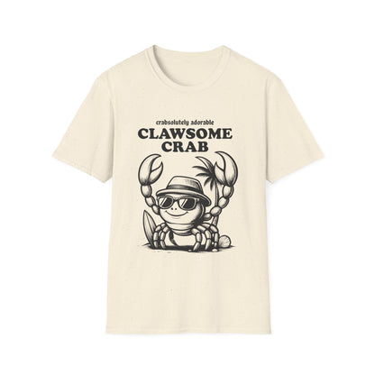 Crabsolutely Adorable Clawsome Crab  - Playful Cartoon Crab With Sunglasses And Palm Tree T-Shirt