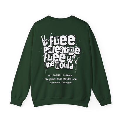 Free Palestine Free The World - Monochrome Graffiti Sweatshirt