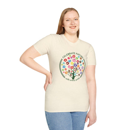 Celebrate Nature With Every Petal  - Logo Style Colorful Tree with Flowers T-Shirt