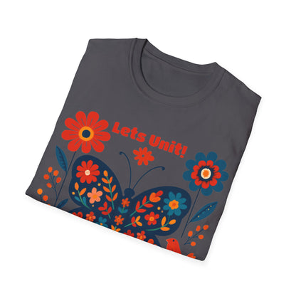 Lets Unit! - Vibrant Boho Butterfly Floral T-Shirt