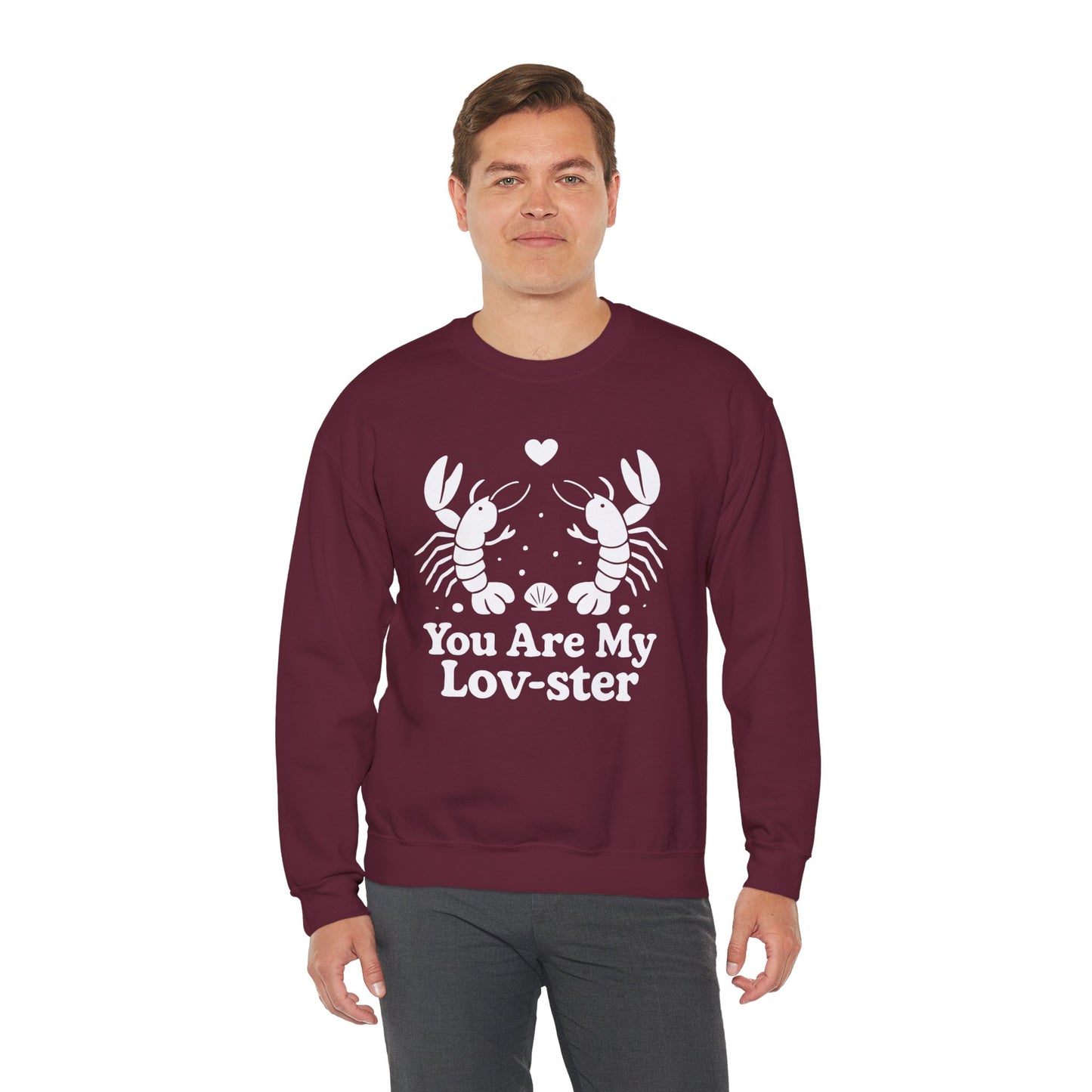 You Are My Lov-ster - White Retro Cartoon of a Couple Lobsters Sweatshirt