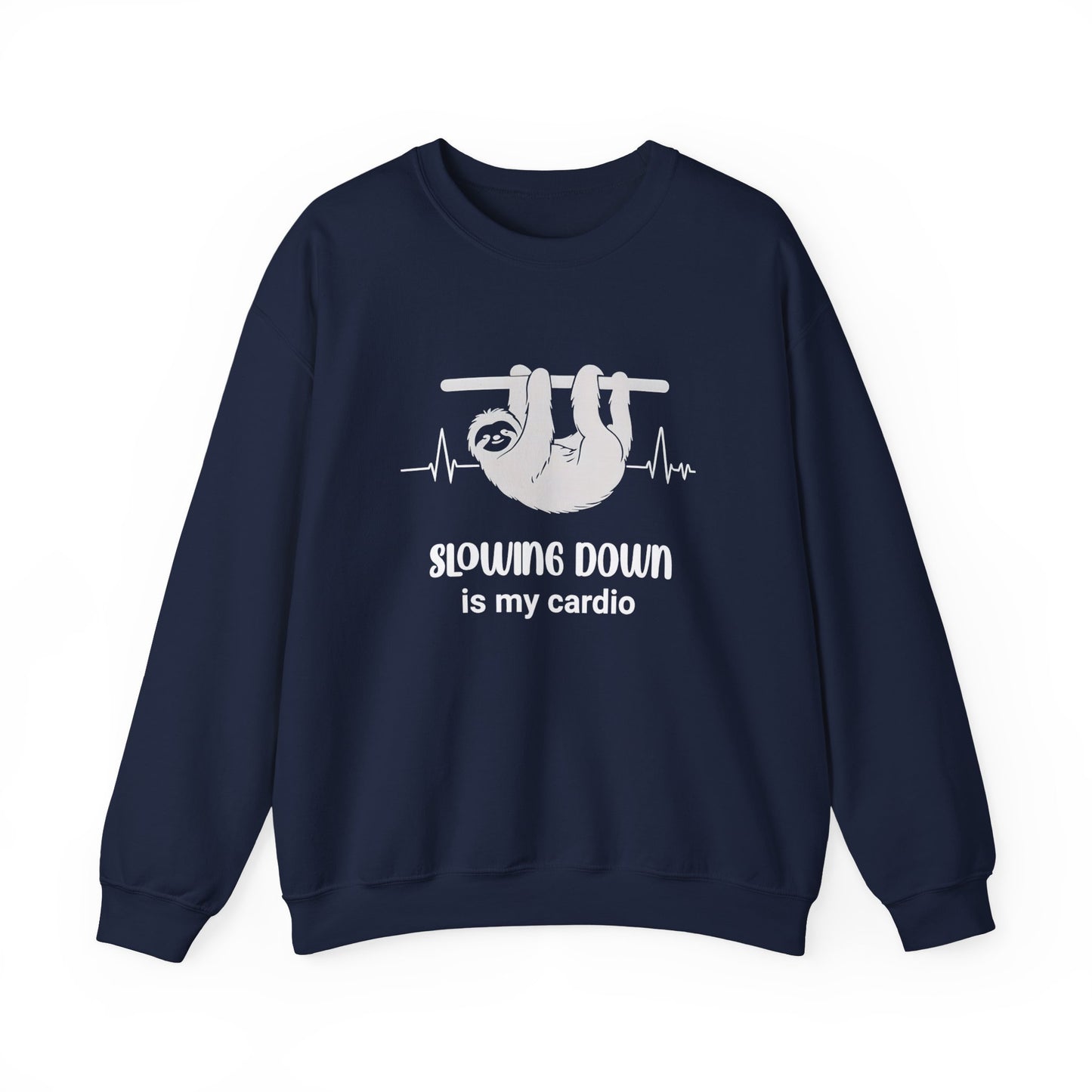 Slowing Down Is My Cardio - Sloth Silhouette With Heartbeat Playful Sweatshirt