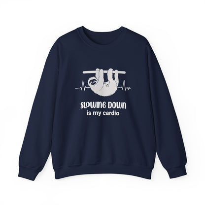 Slowing Down Is My Cardio - Sloth Silhouette With Heartbeat Playful Sweatshirt