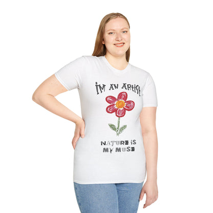 I'm An Artist Nature Is My Muse – Playful Crayon Floral T-Shirt